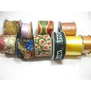 10 Rolls New Used Ribbon Satin Brocade Organza Floral Gift Wrap Crafting Ribbon